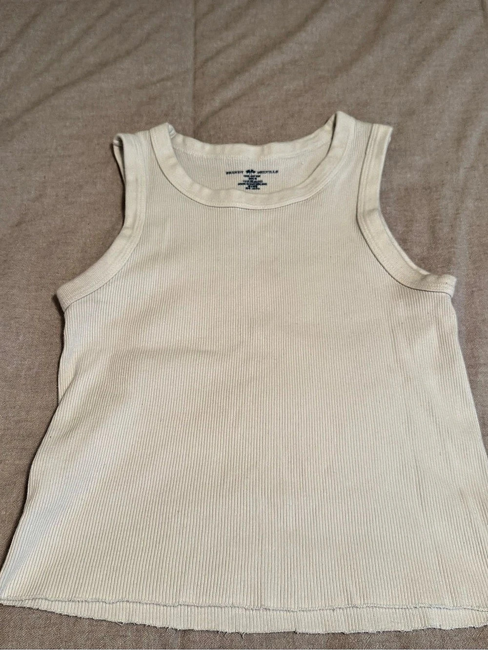 Brandy Melville Ribbed Cotton Tank Top in Cream